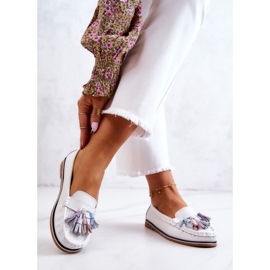 Mocasines Mujer Piel Con Flecos Blanco Laressa 2