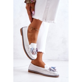 Mocasines Mujer Piel Con Flecos Blanco Laressa 3