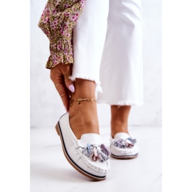 Mocasines Mujer Piel Con Flecos Blanco Laressa 1