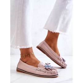 Evento Mocasines Mujer Piel Con Flecos Rosa Laressa rosado 4