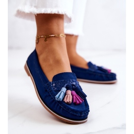 Evento Mocasines Mujer Ante Flecos Azul Marino Laressa 5