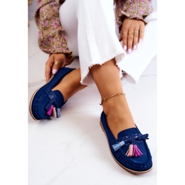 Evento Mocasines Mujer Ante Flecos Azul Marino Laressa 1