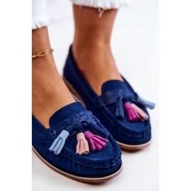 Evento Mocasines Mujer Ante Flecos Azul Marino Laressa 7