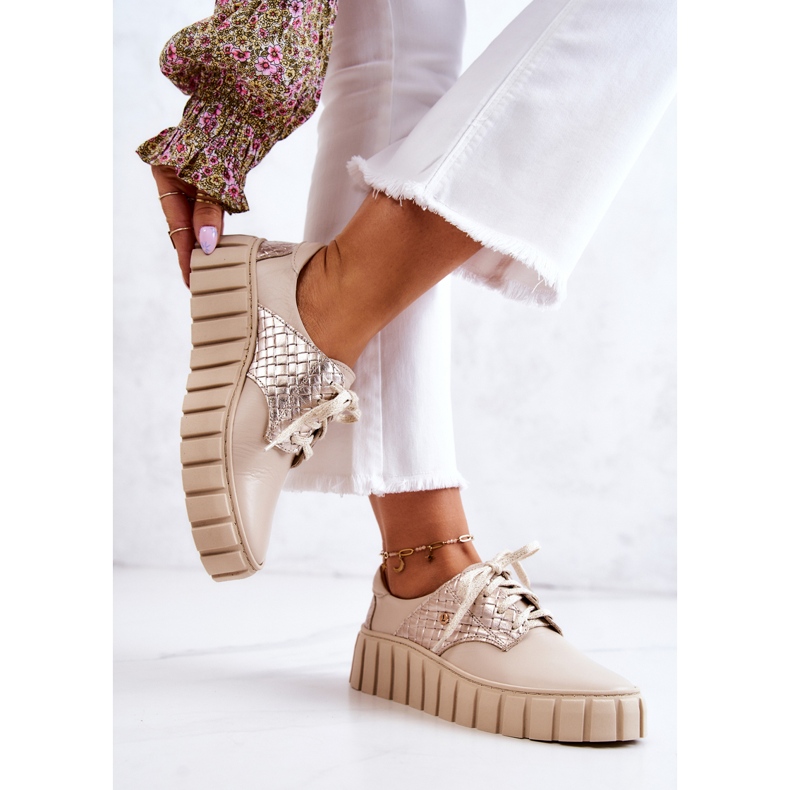 PA1 Zapatos de cuero en la plataforma de hipnosis beige 2