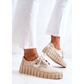 PA1 Zapatos de cuero en la plataforma de hipnosis beige 4