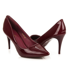 Comer Tacones lacados burdeos rojo 5