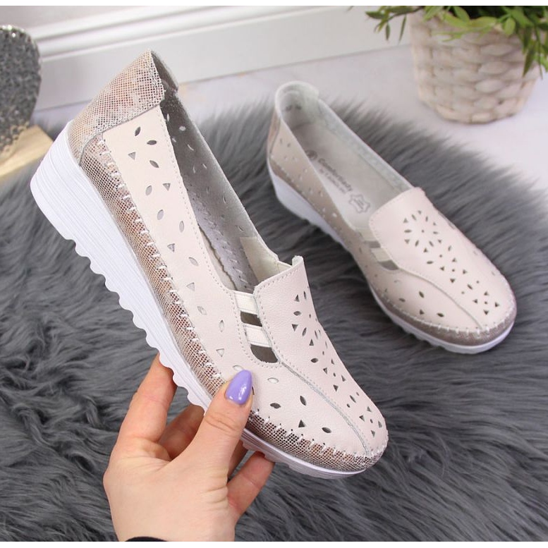 Zapatos cuña piel beige T.Sokolski W SCA156 1