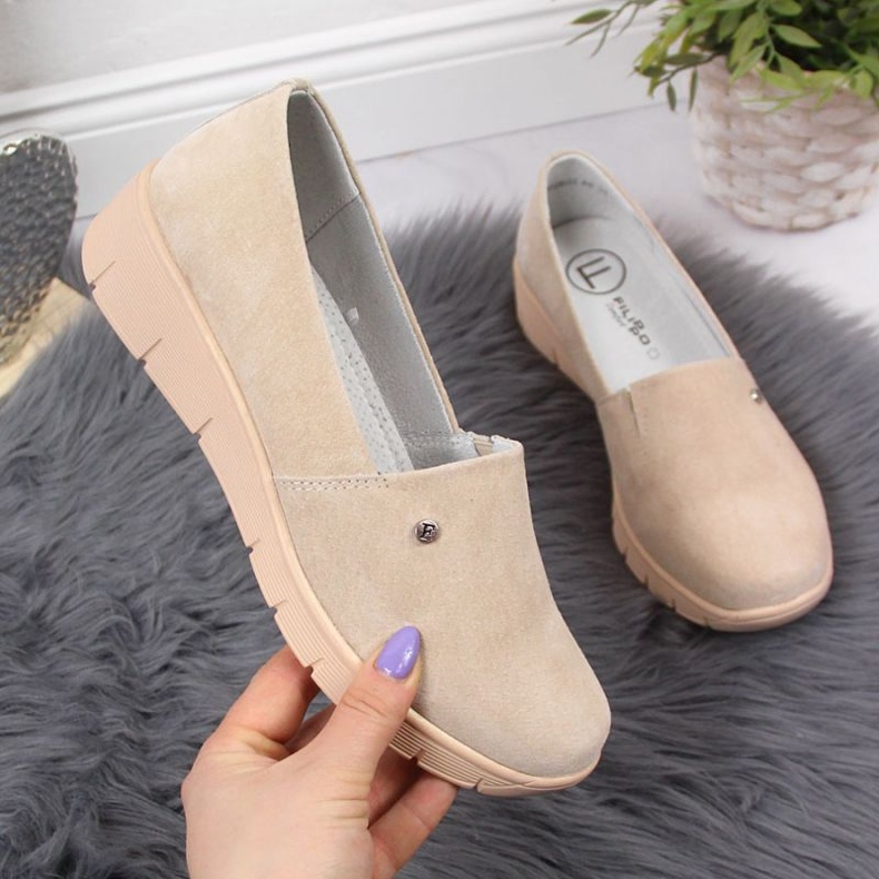 Zapatos de piel con cuña Filippo W PAW343B beige 1