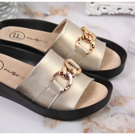 Babuchas de piel con cadena Filippo W PAW345B dorado 2