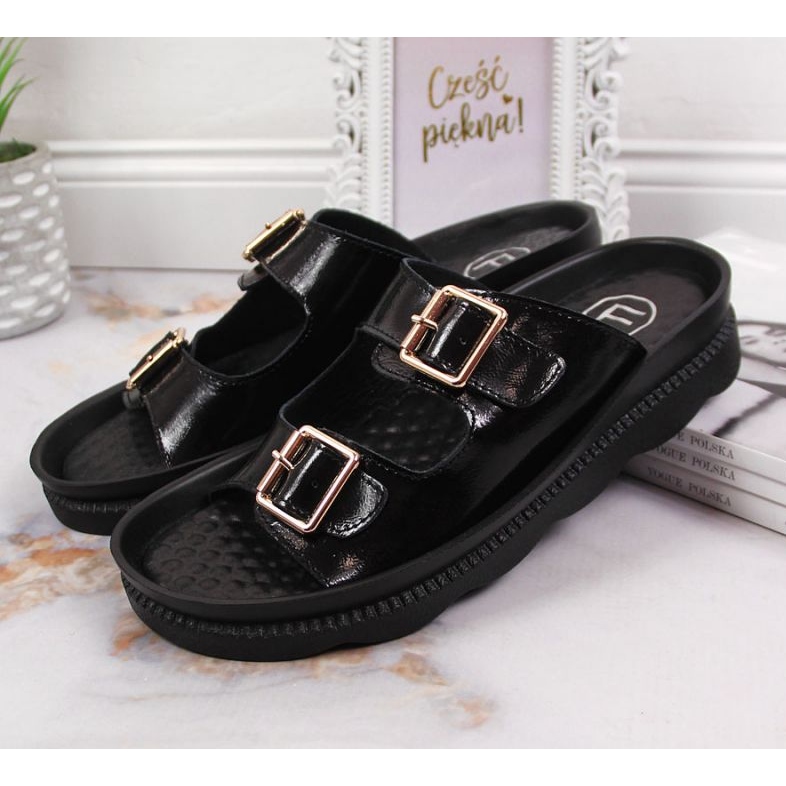 Babuchas de piel con hebillas Filippo W PAW346A negro 2