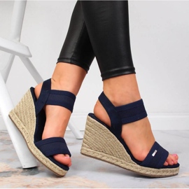 Sandalias cuña Big Star W JJ274977 azul marino 2