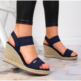 Sandalias cuña Big Star W JJ274977 azul marino 3