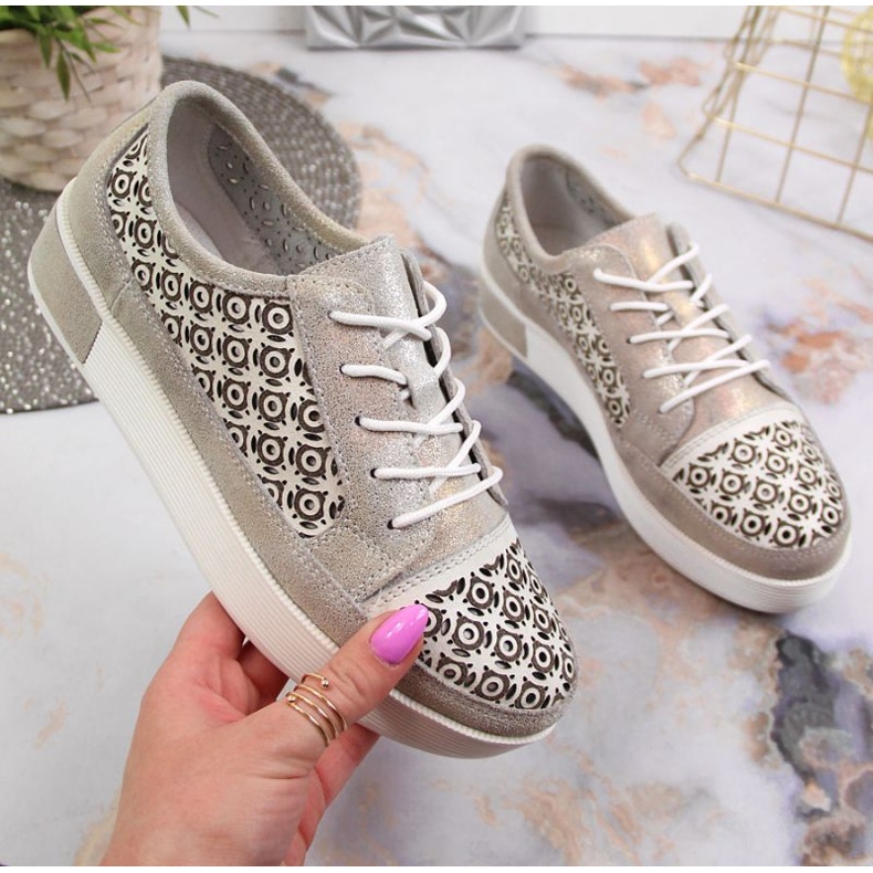 Zapatos piel calados Filippo W PAW326 dorado 1