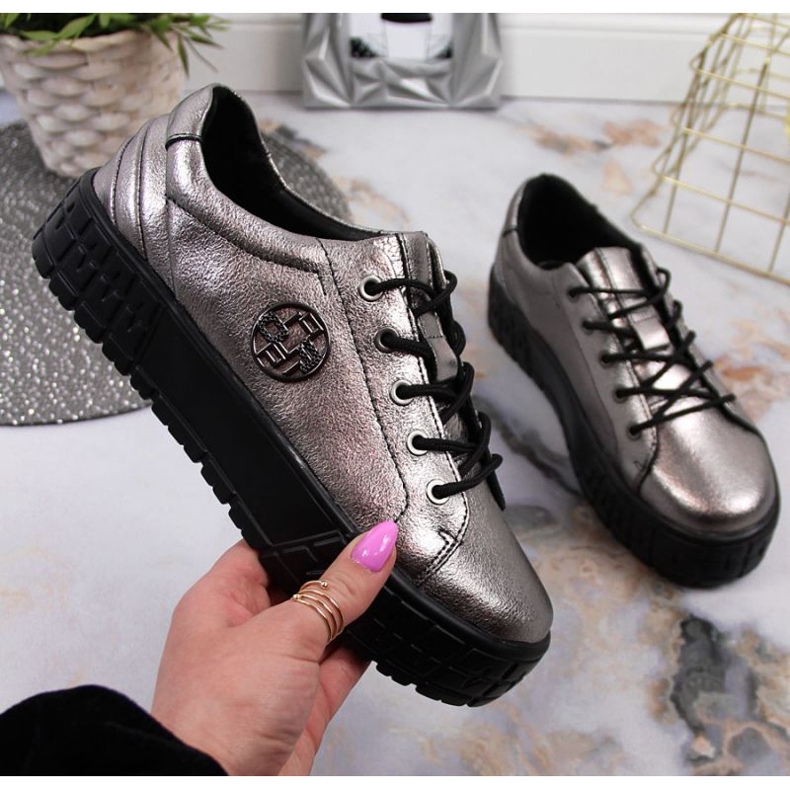 Zapatos plataforma en piel Filippo W PAW320B plata 1