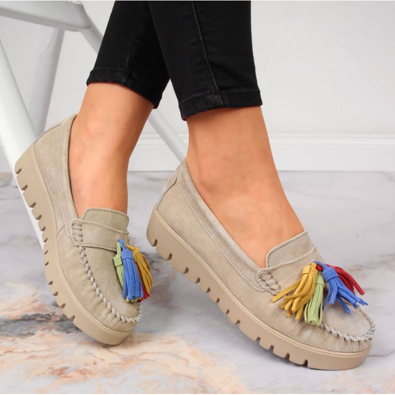 Mocasines de piel con flecos Filippo W PAW327A beige 2