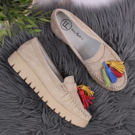 Mocasines de piel con flecos Filippo W PAW327A beige 5