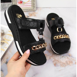 Pantuflas negras Rieker W RKR515 con cadena negro 1