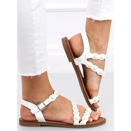 Sandalias con perlas Zarina Blanco 2