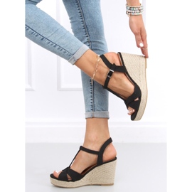 Alpargatas sandalias con cuña Basam Negro 3