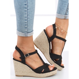 Alpargatas sandalias con cuña Basam Negro 2