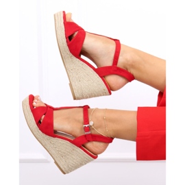 Alpargatas sandalias con cuña Basam Rojo 3