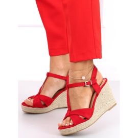 Alpargatas sandalias con cuña Basam Rojo 2