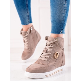Filippo Deportivas de piel con cuña beige 2