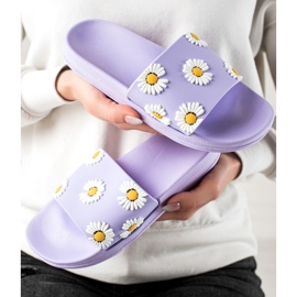 TRENDI Pantuflas violetas en las margaritas 3