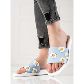 TRENDI Chanclas Azul Y Blanco Con Margaritas 1
