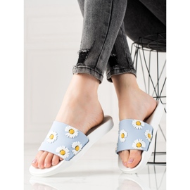 TRENDI Chanclas Azul Y Blanco Con Margaritas 2