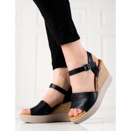 Clowse Sandalias ligeras con tacón de cuña negro 1