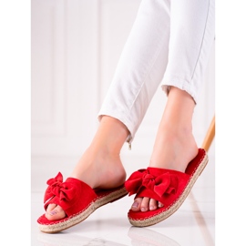TRENDI Pantuflas Rojas Con Lazo rojo 2