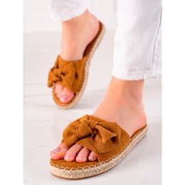 TRENDI Zapatillas marrones con lazo marrón 1