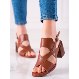 Sandalias de piel con tacón LA.FI marrón 2