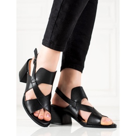 Sandalias de piel con tacón LA.FI negro 1