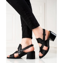 Sandalias de piel con tacón LA.FI negro 2