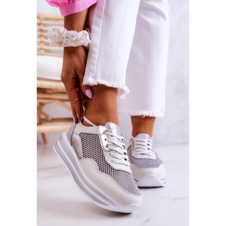 S.Barski Zapatillas Deportivas Mujer Blanco-Plata Bourne 1