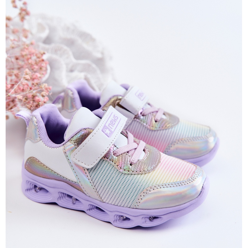 PE1 Deportivas Infantiles Piel Blanco-Violeta Loopsy 1