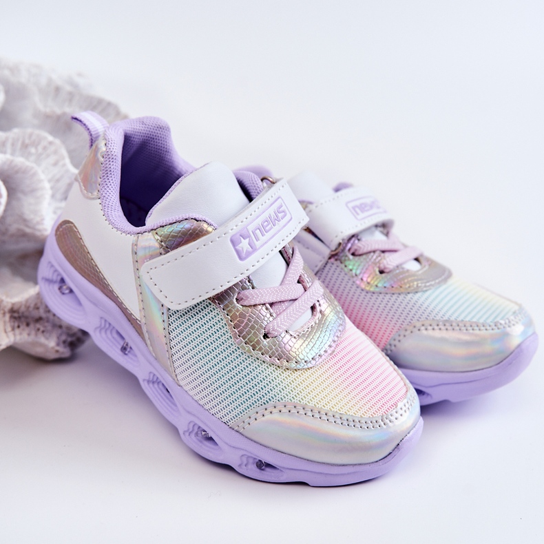 PE1 Deportivas Infantiles Piel Blanco-Violeta Loopsy 2