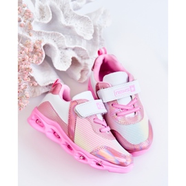 PE1 Deportivas Infantiles de Piel Trabillas Blancas y Rosas blanco rosado 3