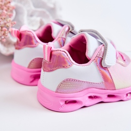 PE1 Deportivas Infantiles de Piel Trabillas Blancas y Rosas blanco rosado 4