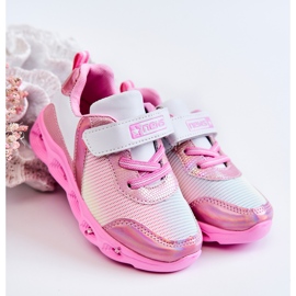 PE1 Deportivas Infantiles de Piel Trabillas Blancas y Rosas blanco rosado 7
