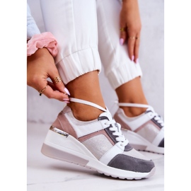 S.Barski Deportivas Piel Deportivas Cuña Plata-Gris Elissa rosa 1