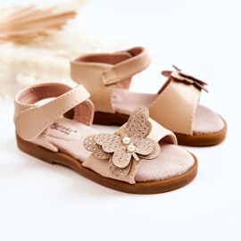 S.Barski Sandalias Infantiles Piel Mariposas Beige Rolly 1
