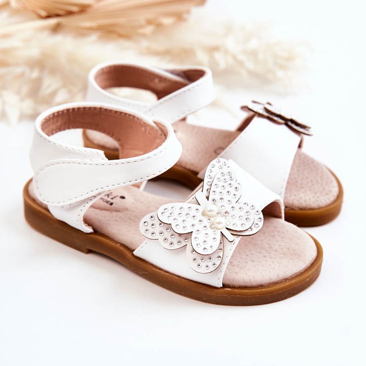S.Barski Sandalias Infantiles Piel Mariposa Blanco Rolly 1