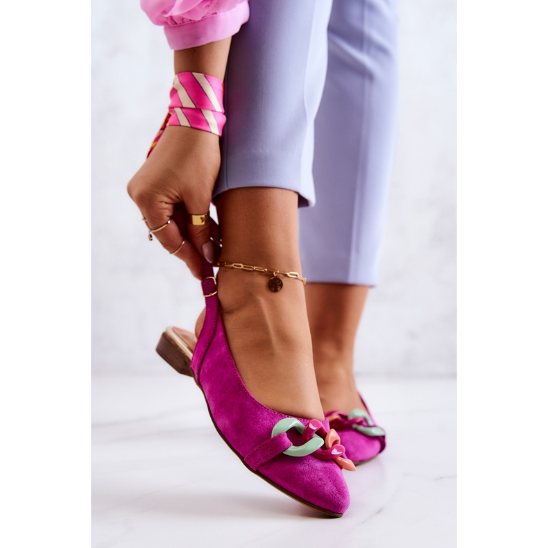 Bailarinas Ante Con Cadena Lewski Shoes 3125 Fucsia rosa 1