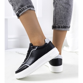 Deportivas negras Dounya de mujer negro plata 2