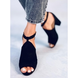 Sandalias caladas Bahati Negro tacón 2