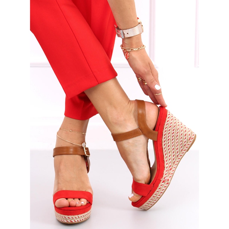 Sandalias cuña Zahia Rojo 1
