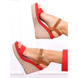 Sandalias cuña Zahia Rojo 5